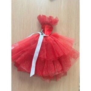 VTG 1988 Happy Holidays Barbie Red Christmas Dress Sparkle #1703